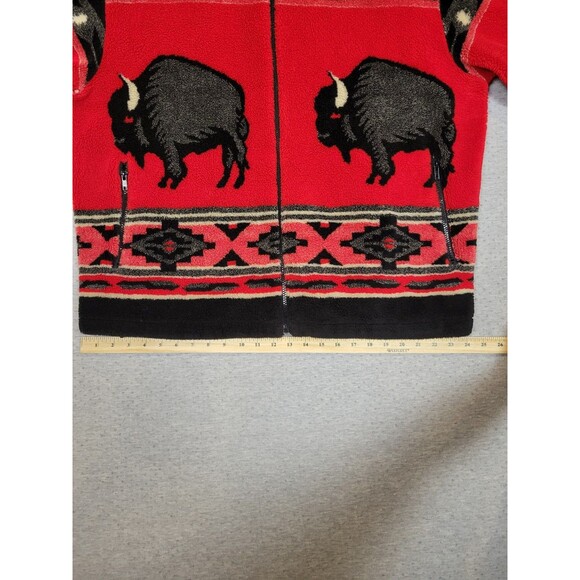 Vintage 90s Fleece Jacket Womens 2XL Native Southwestern Buffalo - Picture 7 of 12